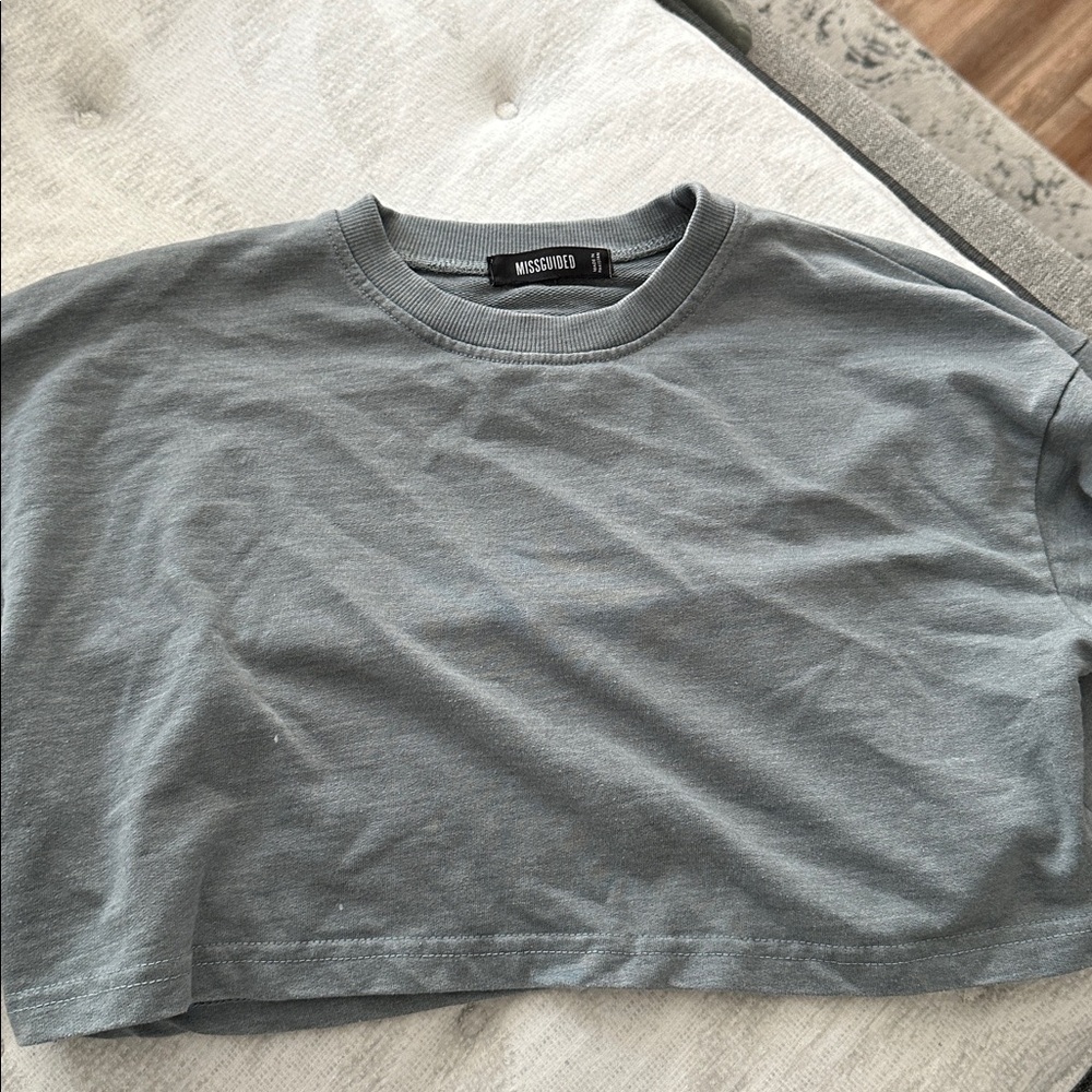 Missguided Slate Gray Cropped Tee